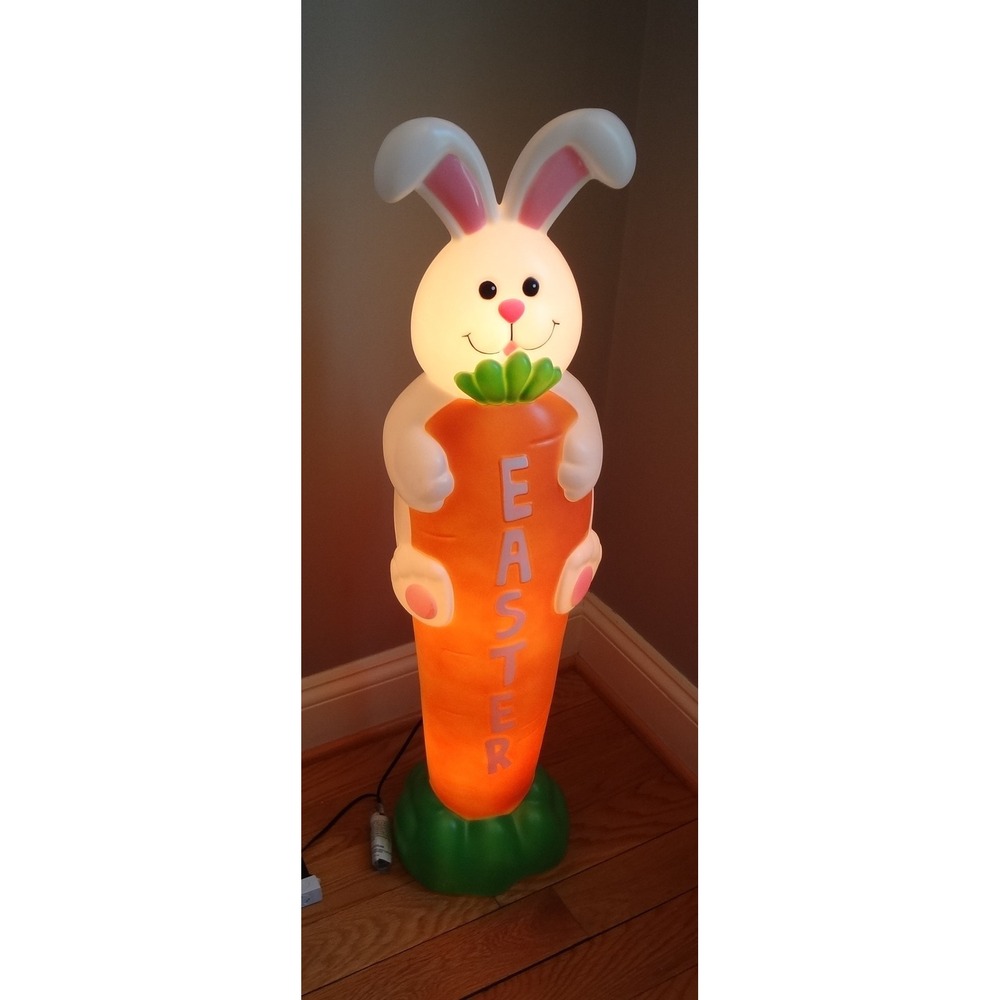 Easter Bunny Carrot Blow Mold Lighted Yard Decor 36 Inch NWT - Picture 3 of 4
